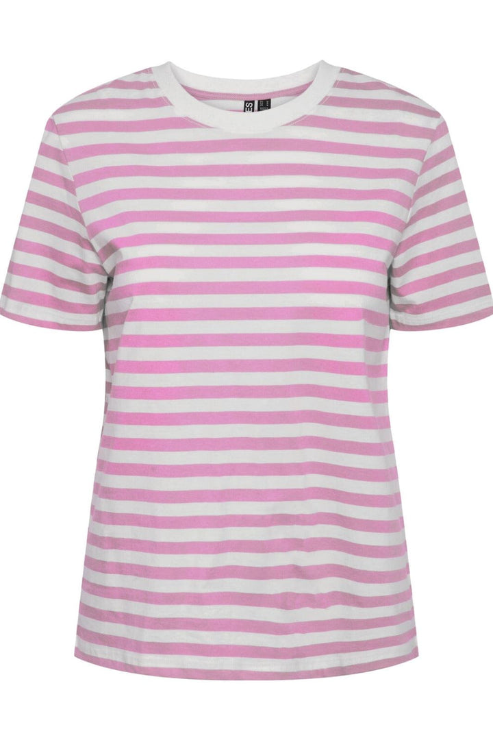 Pieces - Pcria Ss Tee Stripes - 4474679 Pastel Lavender Bright White T-shirts