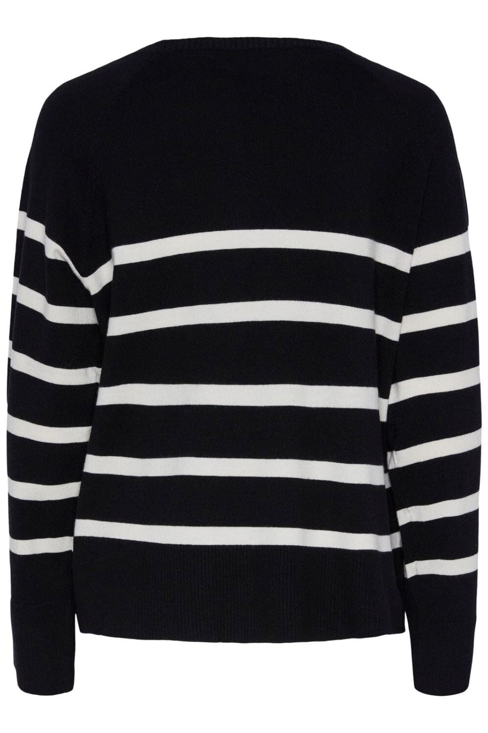 Pieces - Pcsia Ls Knit - 4394795 Black White Strikbluser