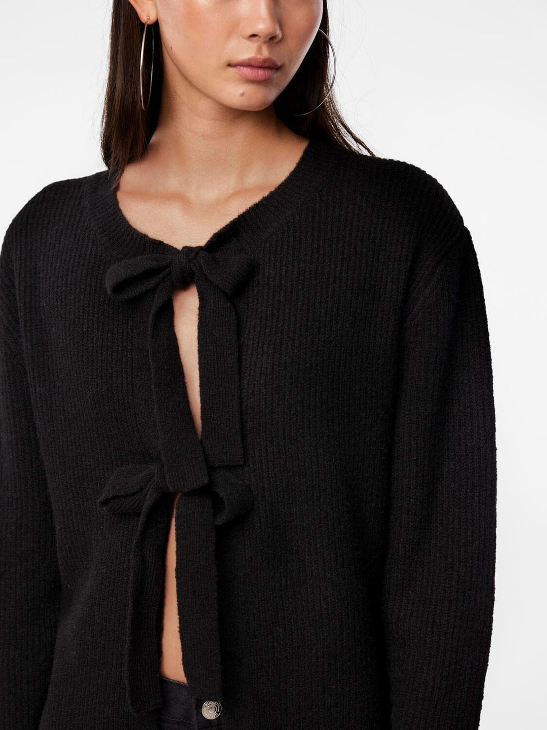 Pieces - Pcsilly Ls Reversible Tie Knit - 4511205 Black Strikbluser