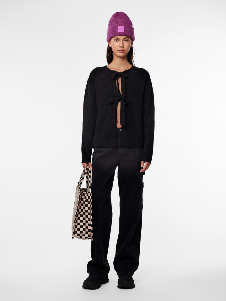 Pieces - Pcsilly Ls Reversible Tie Knit - 4511205 Black Strikbluser