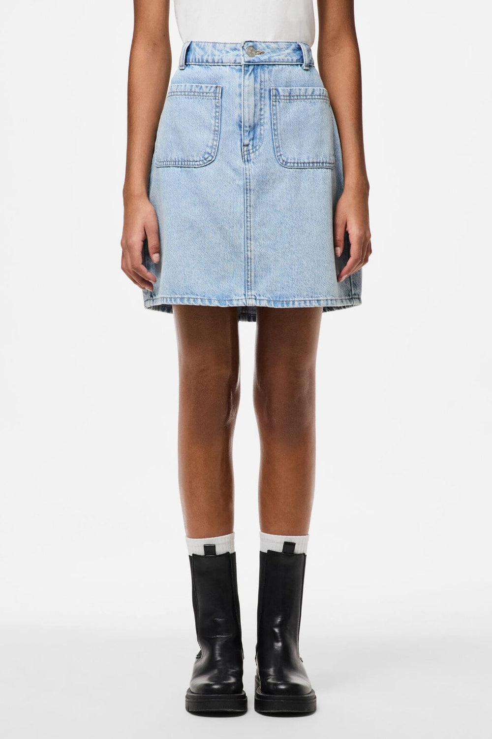 Pieces - Pcsky Mini Denim Skirt - 4687630 Light Blue Denim