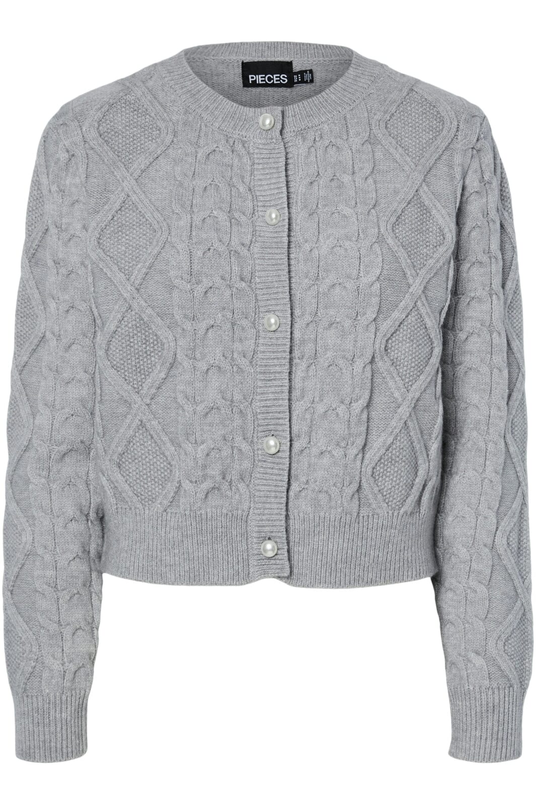 Pieces - Pcsofia Ls O-Neck Knit Cardigan - 4837117 Light Grey Melange Cardigans
