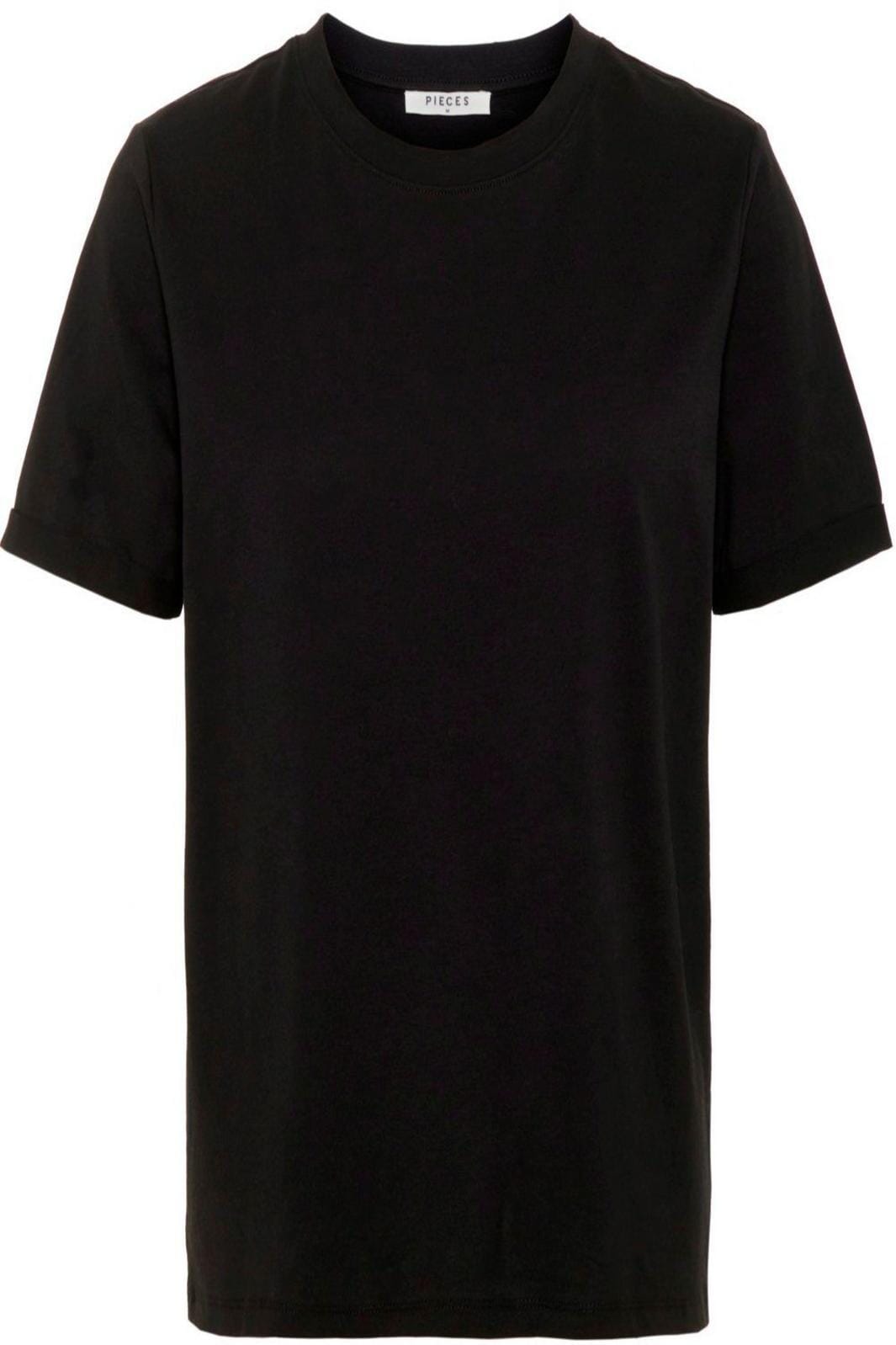 PIECES - Ria SS Fold Up Tee - Black T-shirts