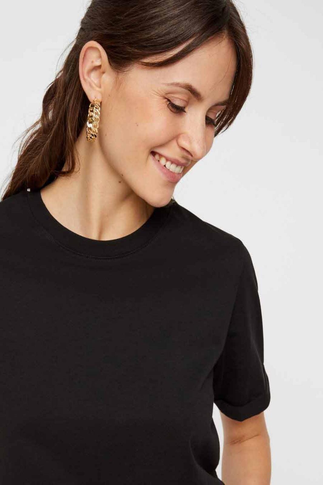 PIECES - Ria SS Fold Up Tee - Black T-shirts