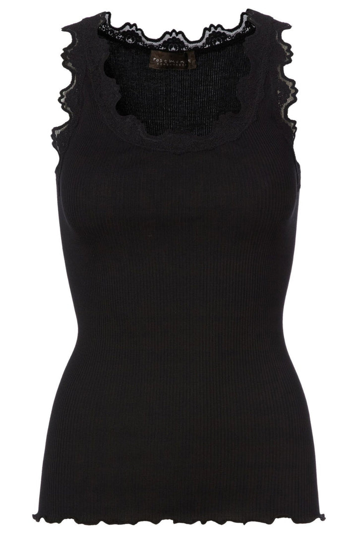 Rosemunde - Silk Top Regular w/ Vintage Lace - Black