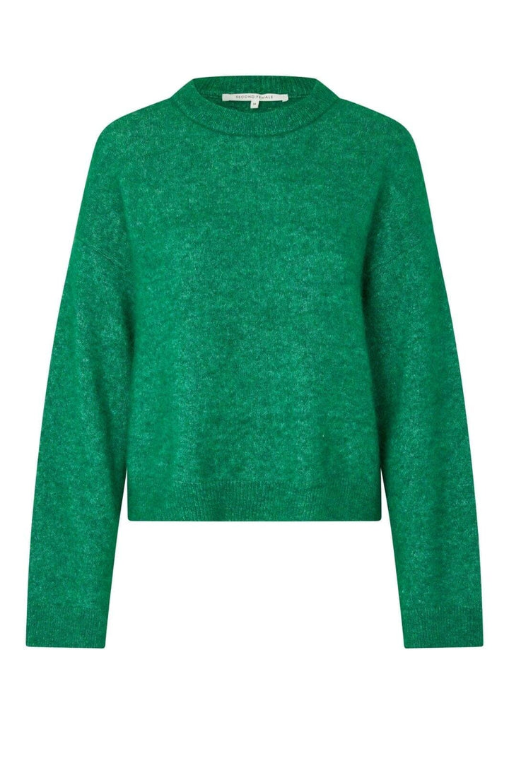 Second Female - Brook Knit Drop Shoulder O-Neck 58894 - 4026 Lush Meadow Strikbluser