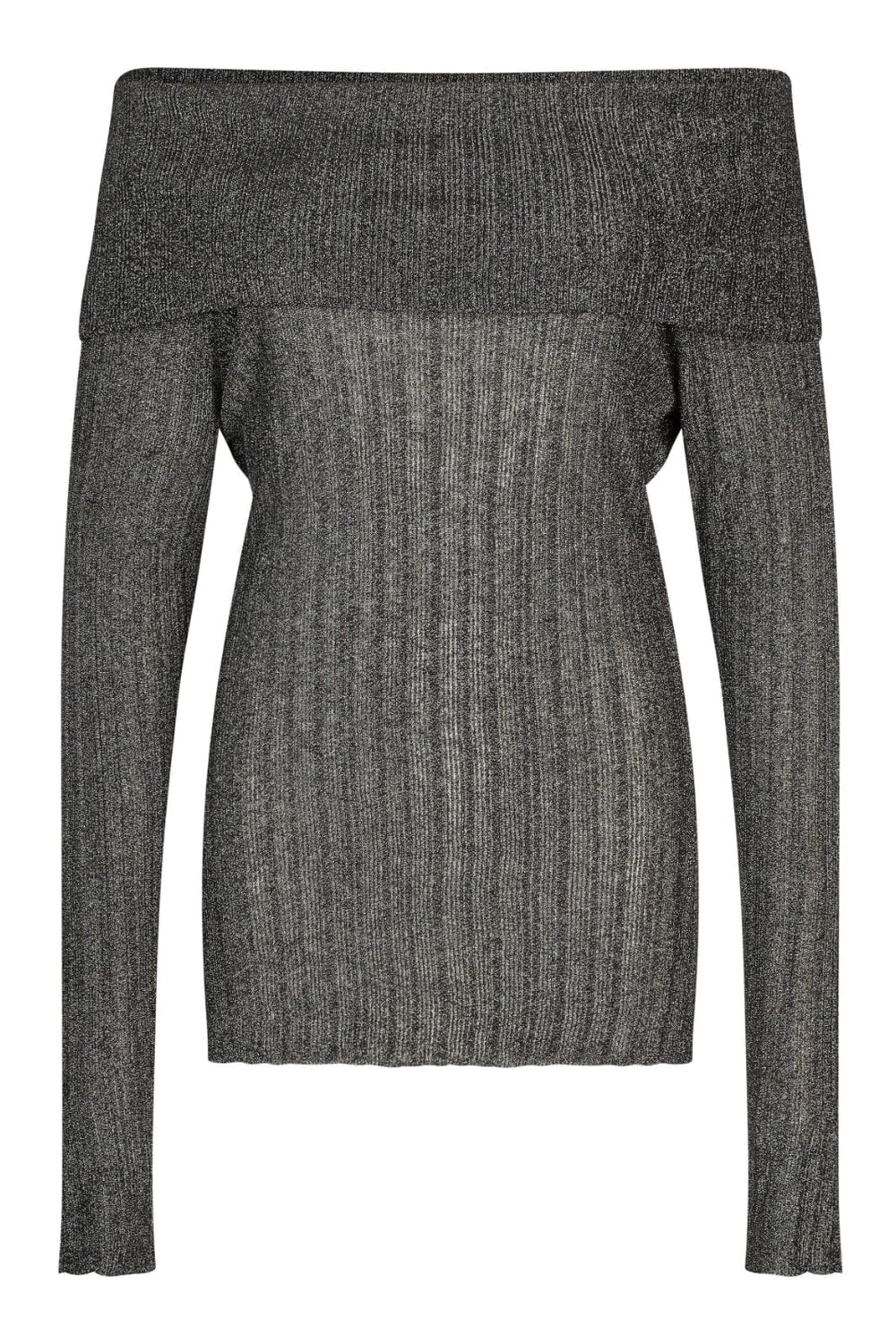Second Female - Ellis Knit Off Shoulder 59115 - Black Strikbluser