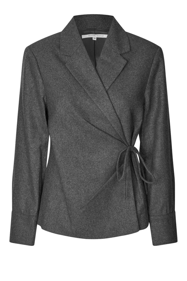 Second Female - Milea Wrap Shirt 60267 - 7003 Dark grey melange Skjorter
