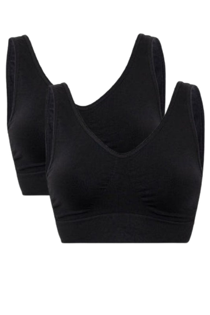 Soft basic - Soffi Bra top wide strap 2 pak - black