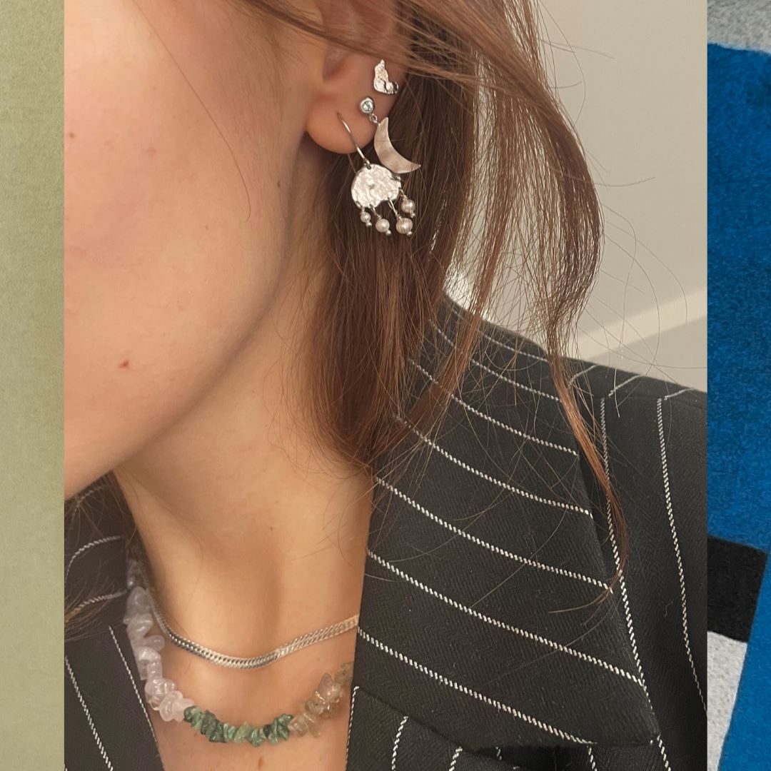 Stine A - Big Dot Bella Moon With Blue Lagune Stone - Silver - 1307-00-Blue Lagune