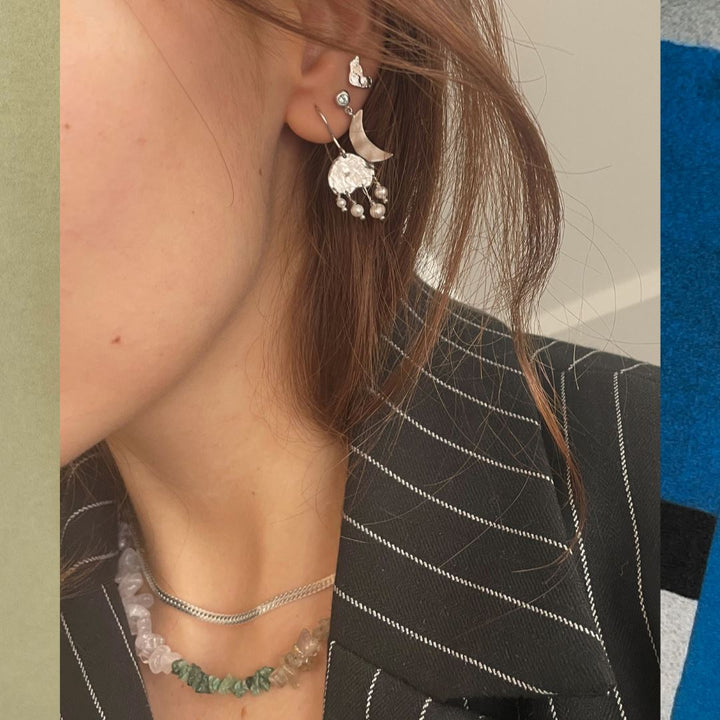 Stine A - Big Dot Bella Moon With Blue Lagune Stone - Silver - 1307-00-Blue Lagune