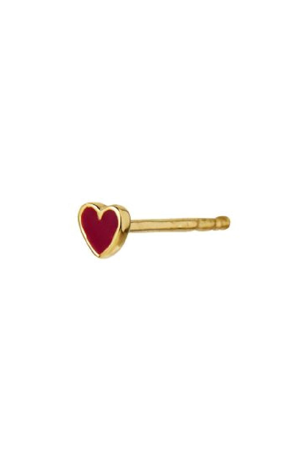 Stine A - Petit Love Heart Earring Golden - 1181-02-Burgundy - Burgundy