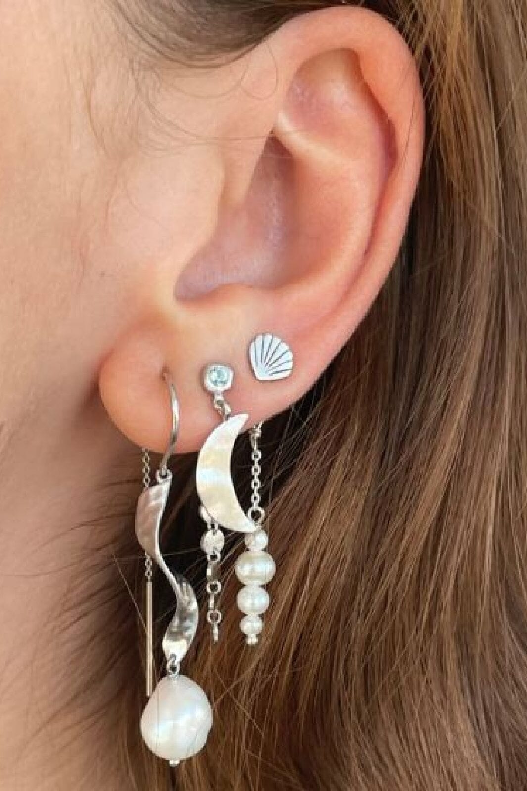 Stine A - Tres Petit Vintage Shell Earring Silver - 1320-00-S