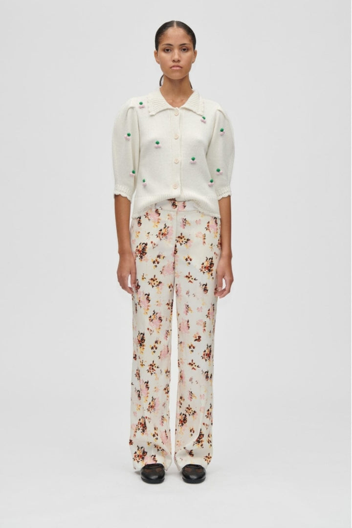 Stine Goya - 2359 Midweight Wool, Bubble Knit Polo Cardigansg-aw25-k044-2359 - Vanilla