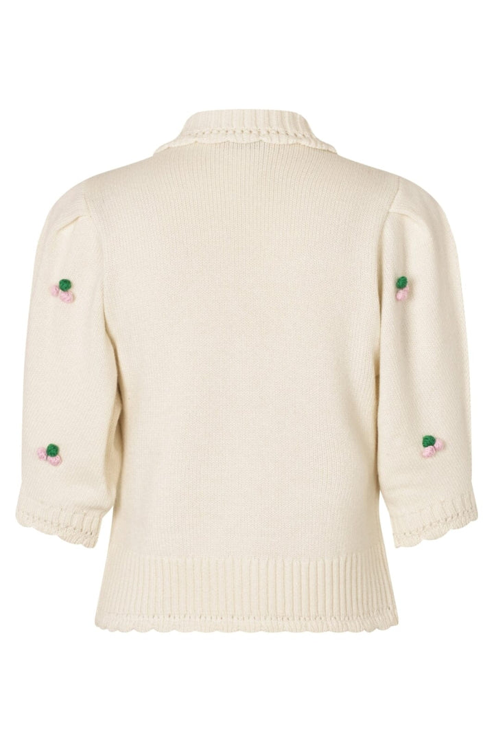 Stine Goya - 2359 Midweight Wool, Bubble Knit Polo Cardigansg-aw25-k044-2359 - Vanilla