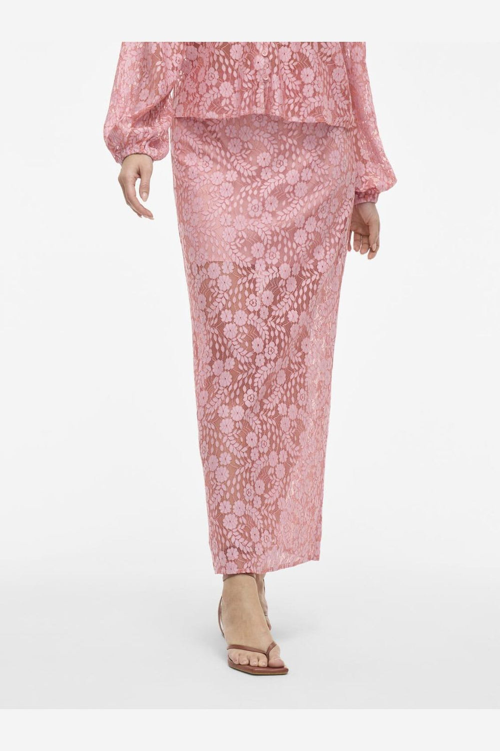 Vila - Vihibo Midi Lace Skirt - 4900037 Ballerina Two Tone Lace