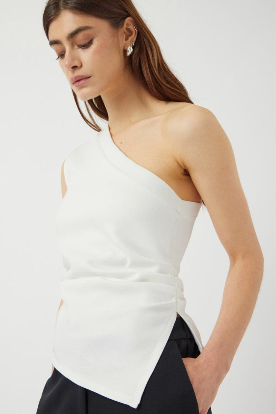 Y.A.S - Yasvenice One Shoulder Top - 4763675 Star White