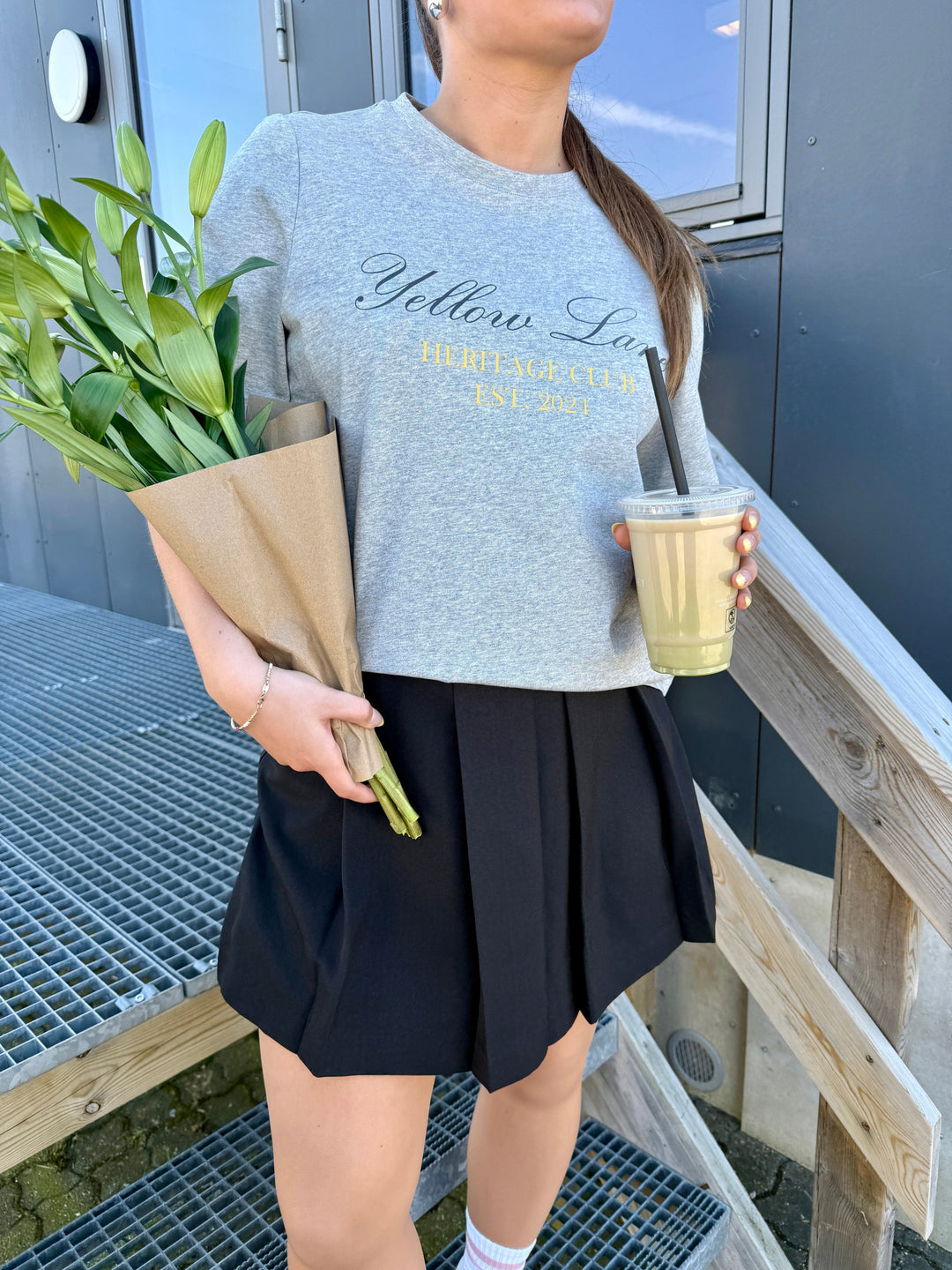 Yellow Lane - Varsity Tee 165589 - 133 - Grey Melange T-shirts