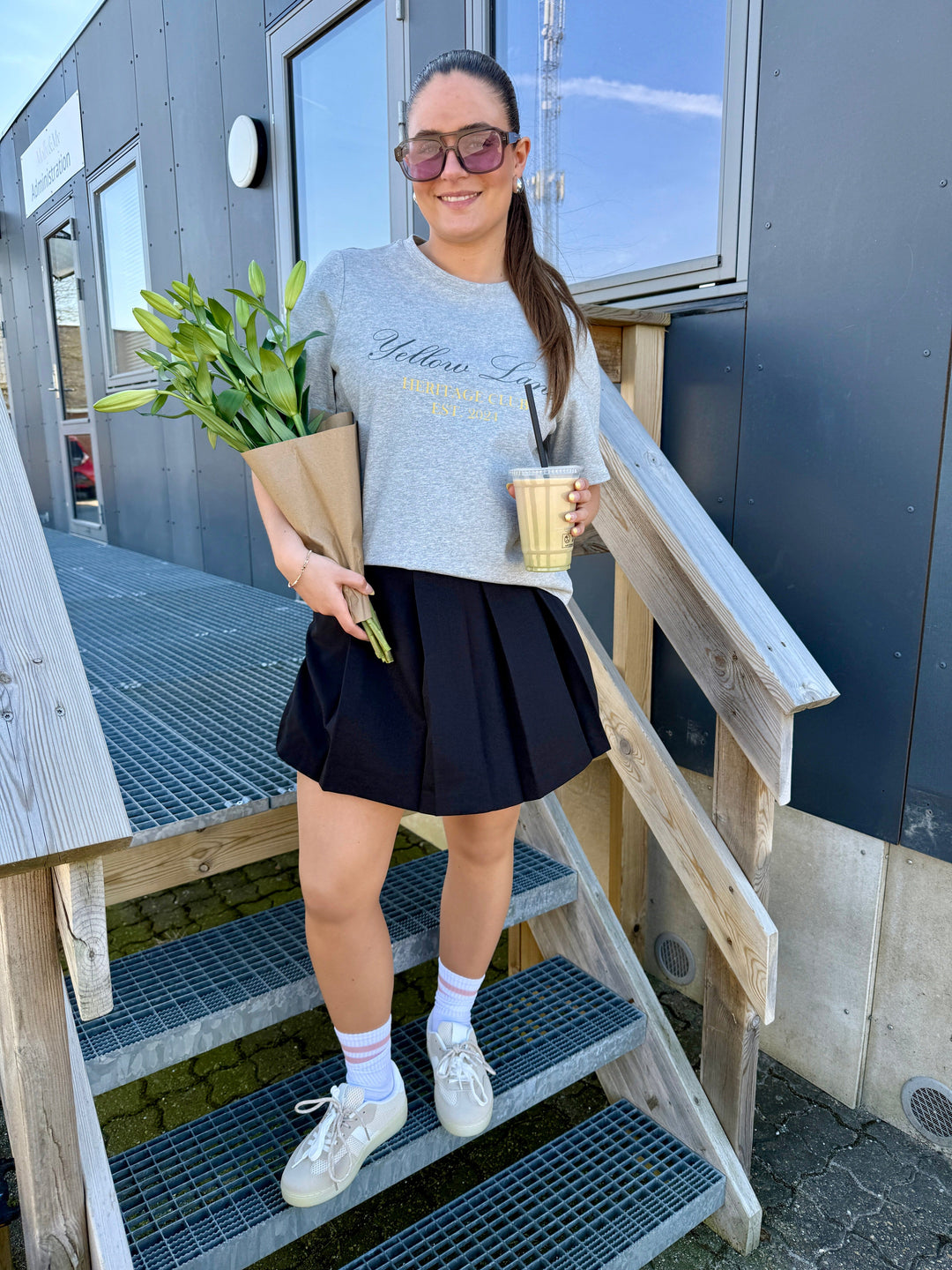 Yellow Lane - Varsity Tee 165589 - 133 - Grey Melange T-shirts