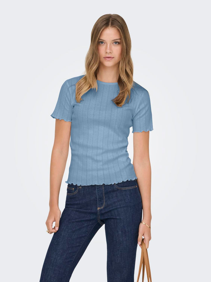 Only - Onltenna Life O-Neck S/S Top - 4941404 Soft Chambray