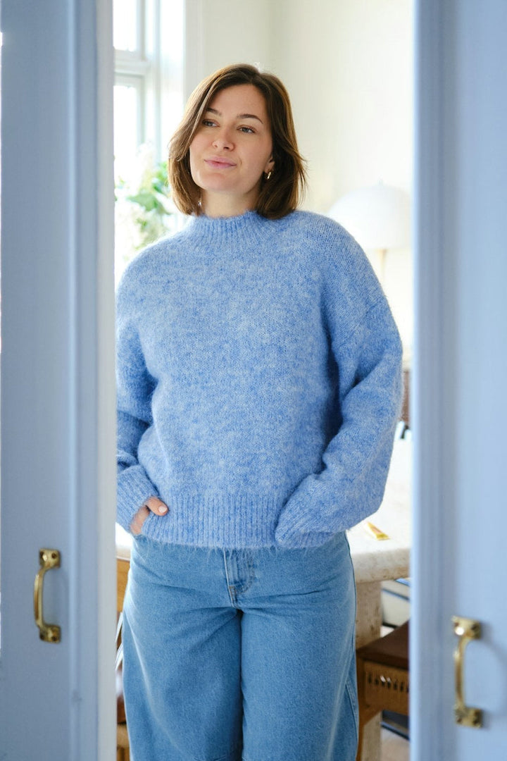 Neo Noir - Paulina Fluffy Knit Blouse 164729 - 142 - Dusty Blue