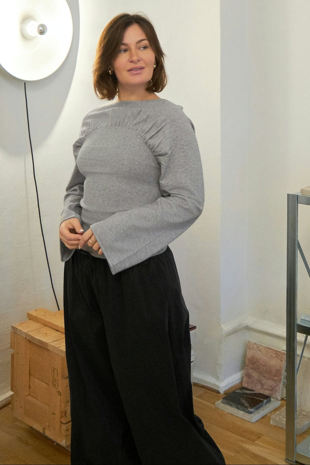 Neo Noir - Kaiba Knit Blouse 166875 - 103 - Light Grey Melange