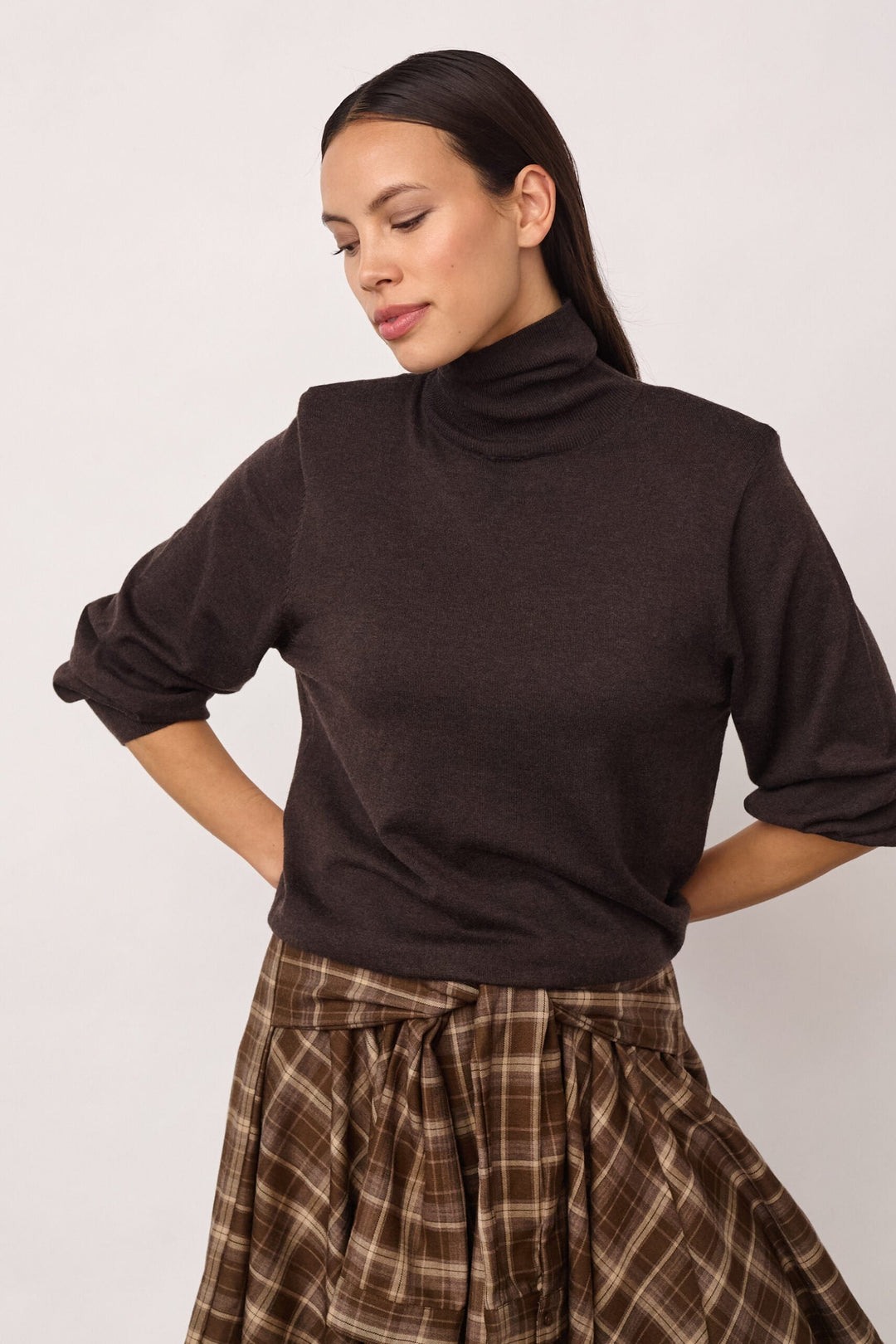 Co´Couture - Corycc Padded Roll-Neck Knit 500213 - 20003 - Dark Brown
