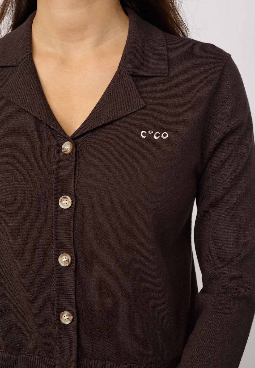 Co´Couture - Luecc Ls Cardigan 500215 - 20003 - Dark Brown