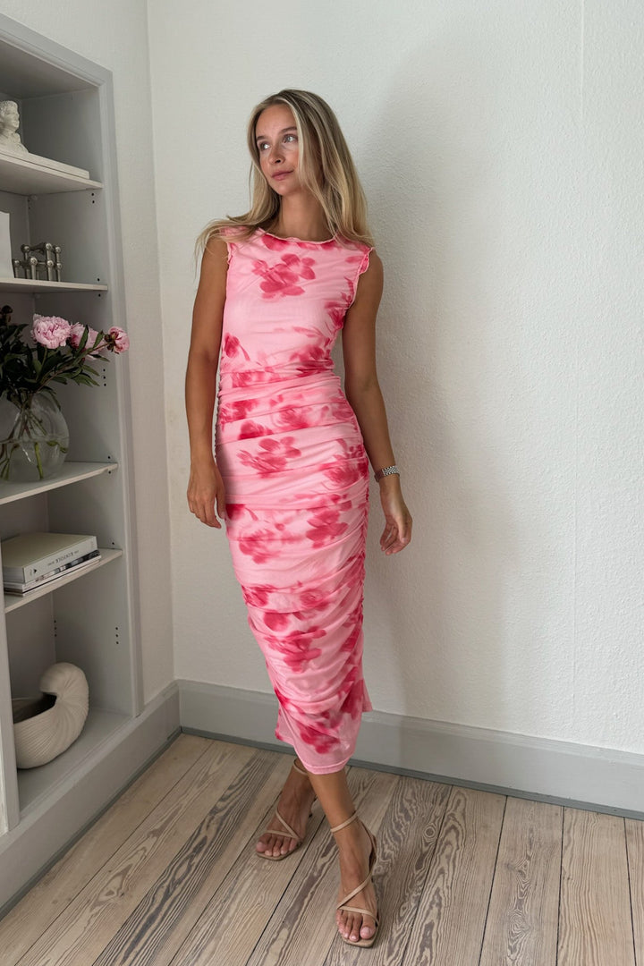 Vorbestellung - BYIC - Miraic Mesh Dress - apfp Abstract Pink Flower Print