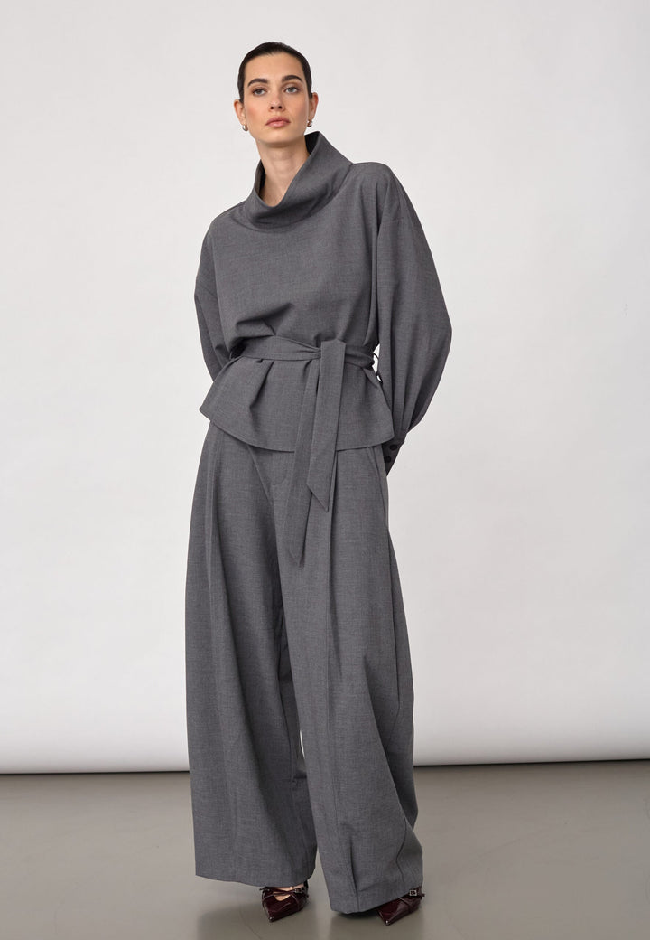 Co´Couture - Priscillacc Funnel Neck Blouse 500822 - 65003 - Mid Grey