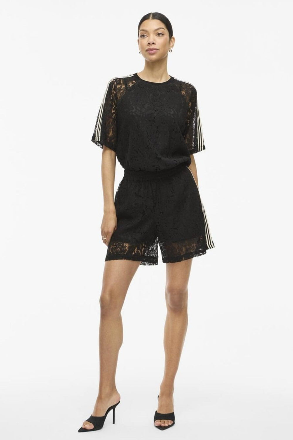 Vila - Violine 2/4 Lace T-Shirt /Ln - 4981492 Black