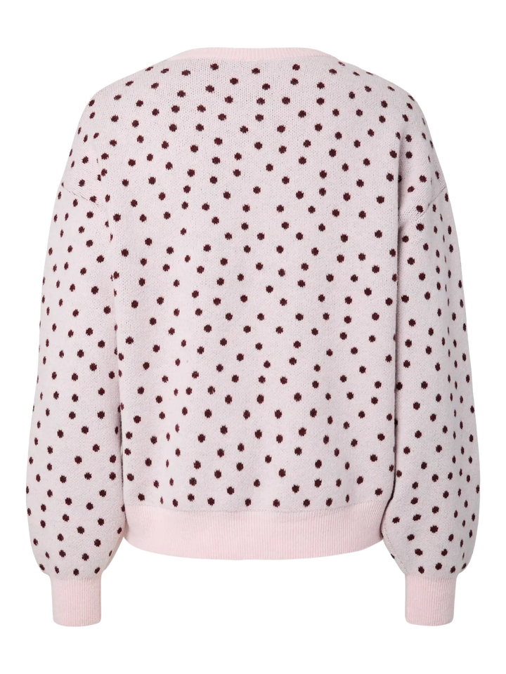 Pieces - Pcnancy Ls O-Neck Dot Knit - 5098308 Roseate Spoonbill Winetasting Dots
