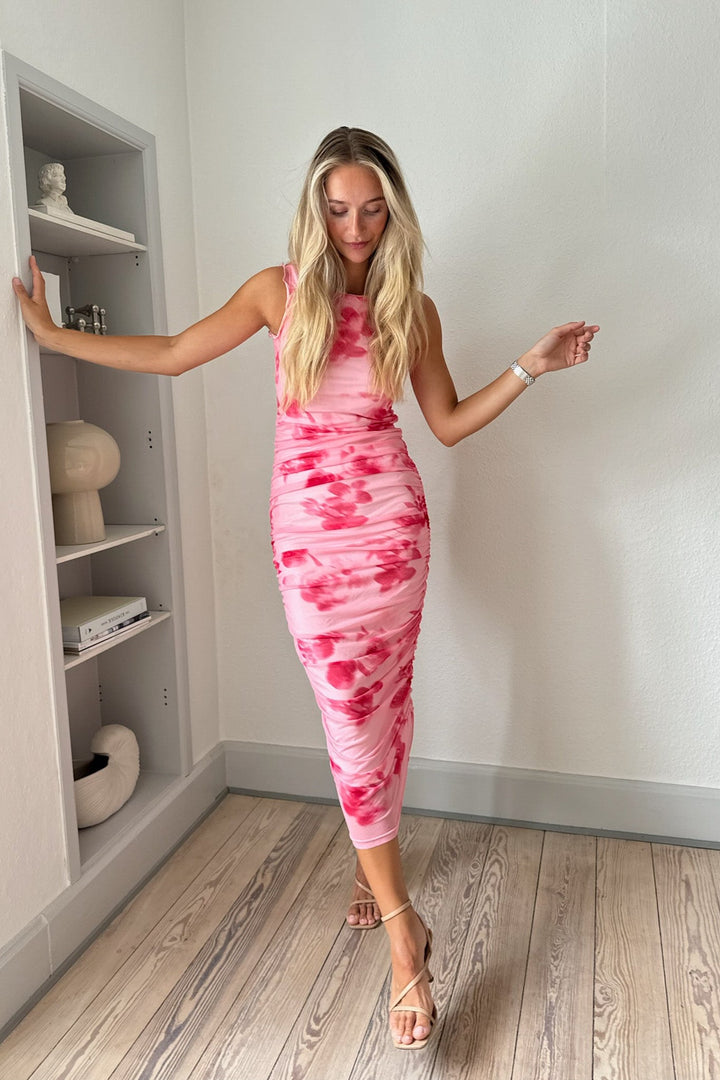 Vorbestellung - BYIC - Miraic Mesh Dress - apfp Abstract Pink Flower Print
