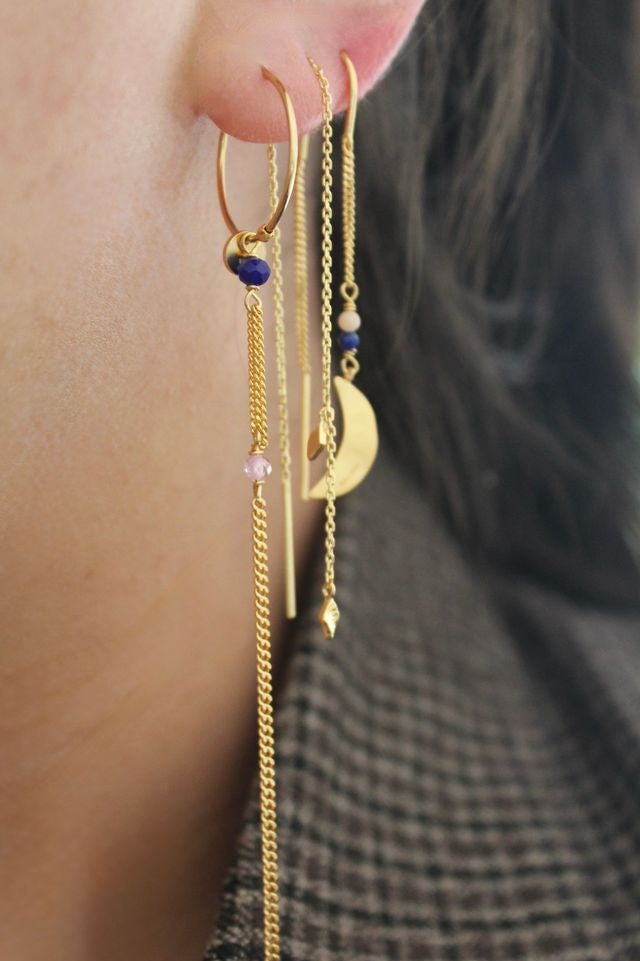 Stine A - Tout Petit Ile De L'Amour Earring With Long Chain - 1432-2