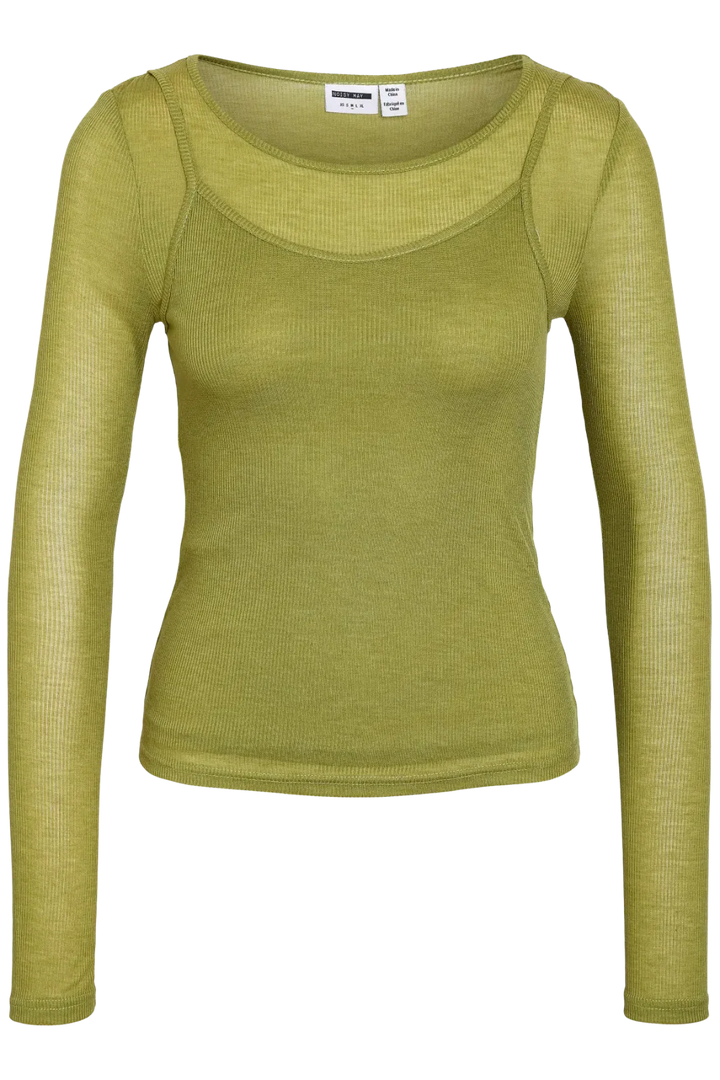 Noisy May - Nmnusa L/S Doublelayer Top - 5144778 Avocado