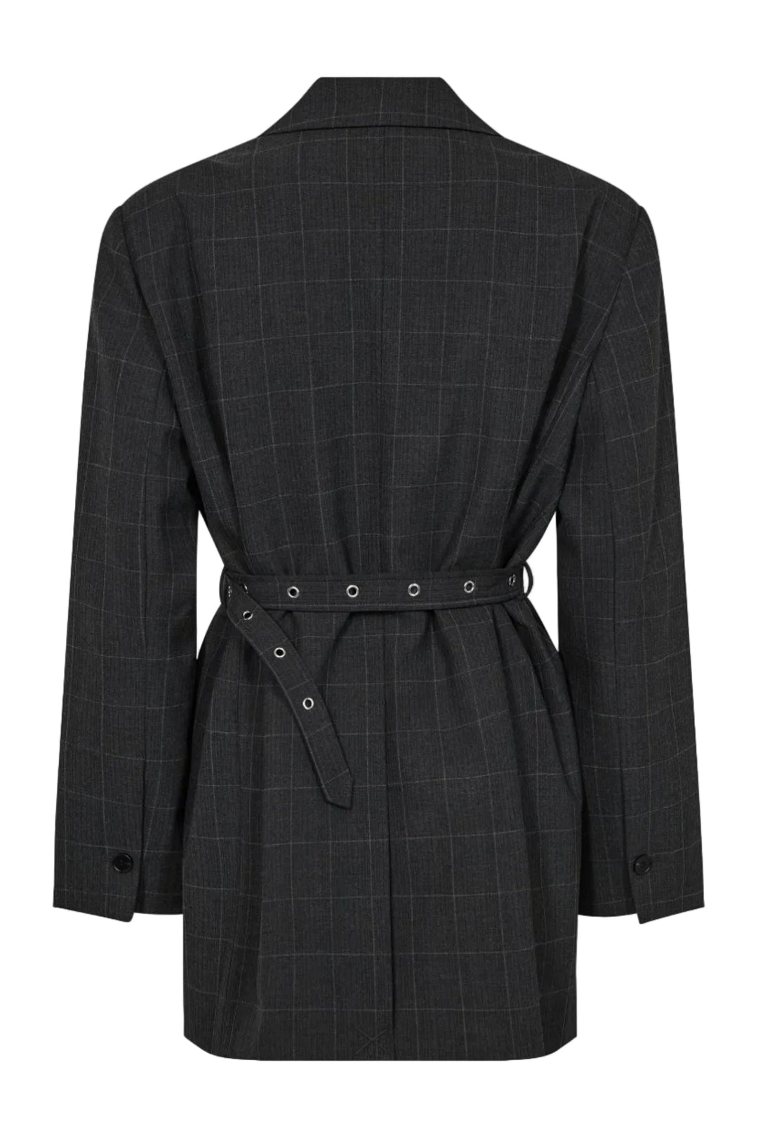 Haute L'Amitié - Smokey Check Oversize Belt Blazer Hl10918 - Antracit