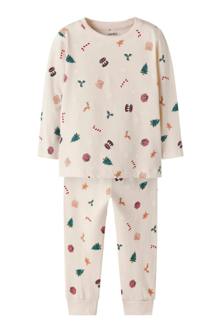 Name It - Nmnvismas Ls Nightset - 4918965 Whitecap Gray Xmas Aop