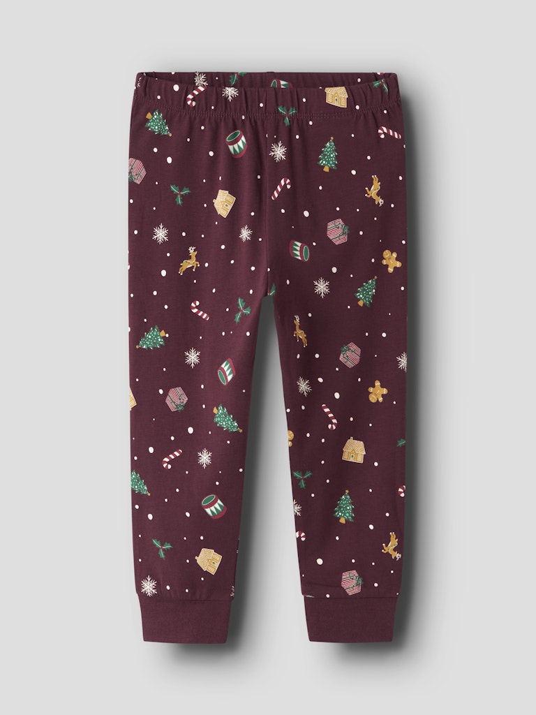 Name It - Nmnvismas Ls Nightset - 4918966 Burgundy Xmas Aop