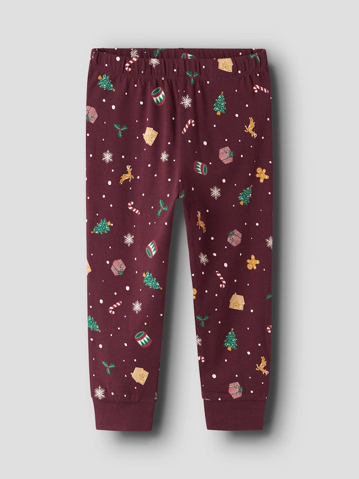 Name It - Nmnvismas Ls Nightset - 4918966 Burgundy Xmas Aop