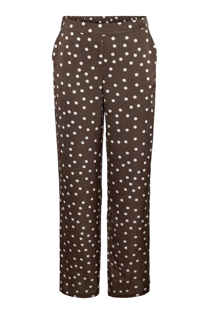 Noisy May X Molly&My - Nmbambi Satin Pant - 5054526 Chocolate Brown White Polka