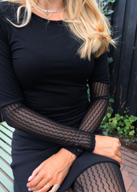 Liberte - Isa Ls Lace Blouse 21345 - Black Wavy Lines