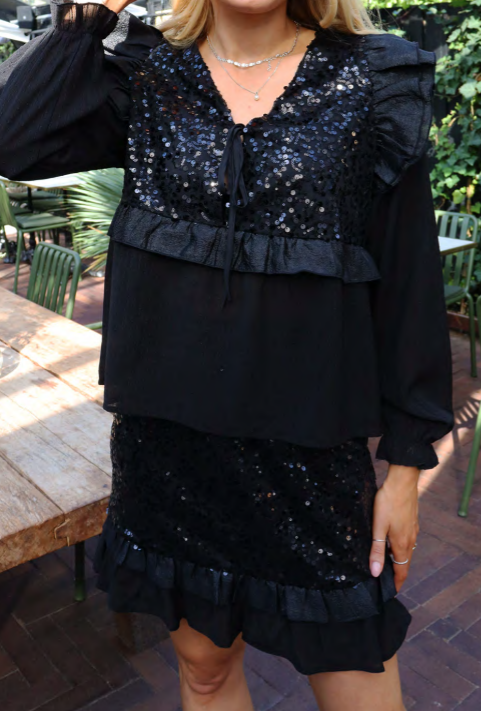 Liberte - Nor Frill Skirt 22268 - Black Sequins