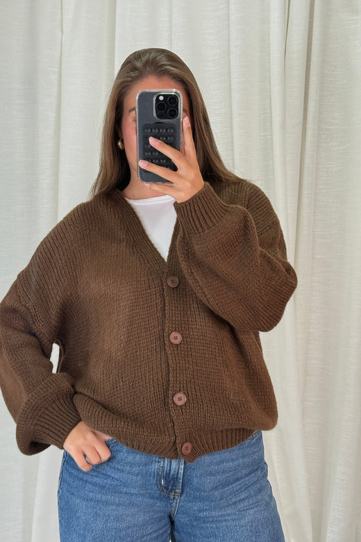 A-bee - Amelia Cardigan - Dark Brown Cardigans 