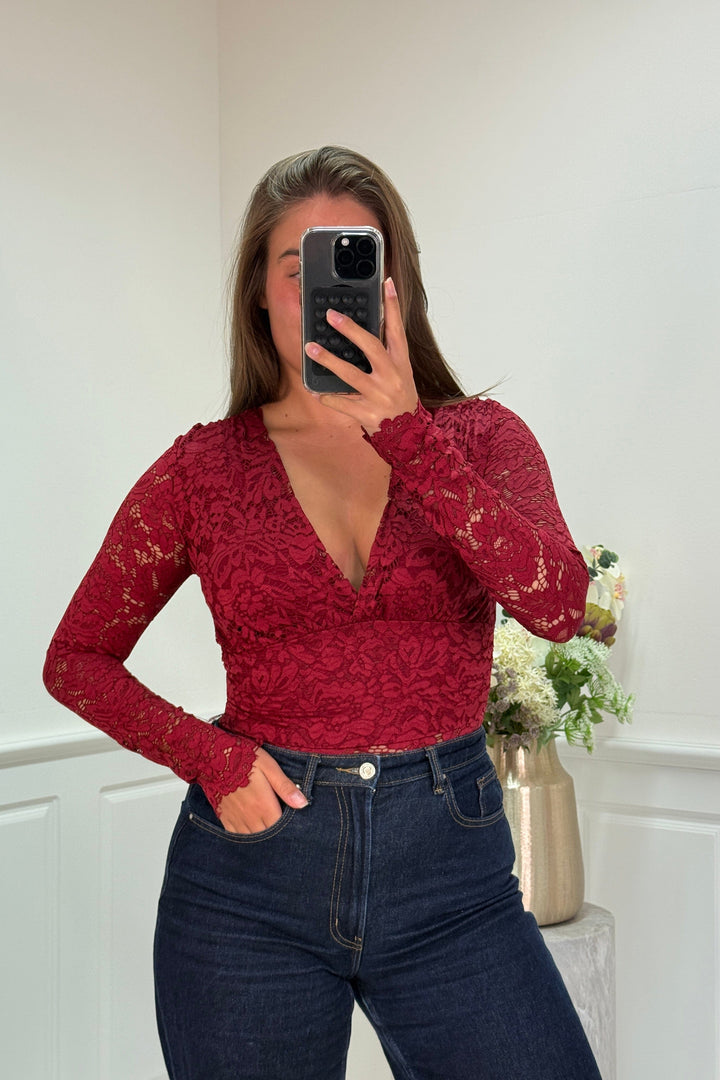 A-bee - Anabella Bodystocking - Burgundy Bodystockings 