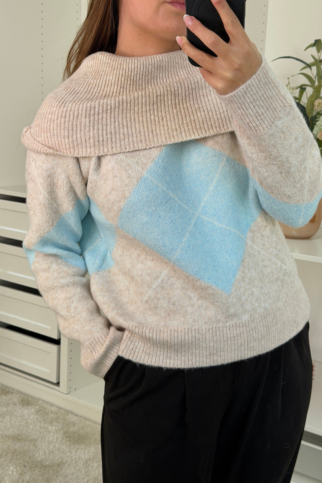 A-bee - Kenza Knit - Blue Strikbluser 