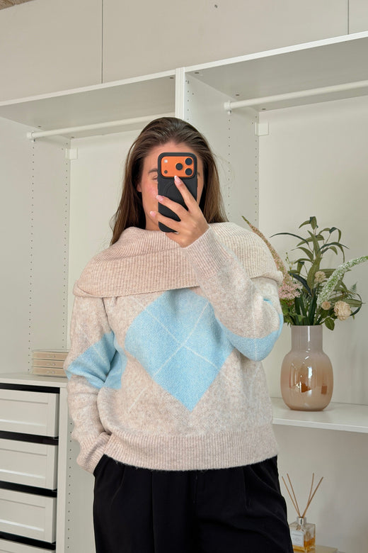 A-bee - Kenza Knit - Blue Strikbluser 