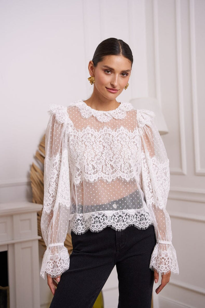 A-bee - Lace Blouse - White