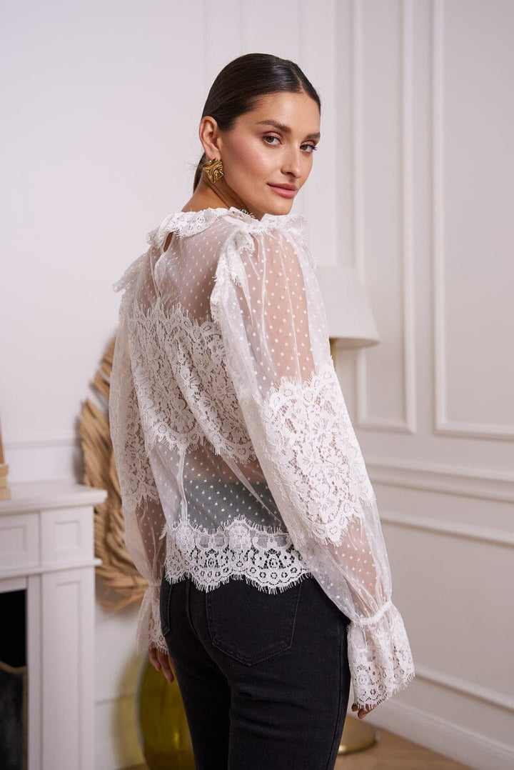 A-bee - Lace Blouse - White