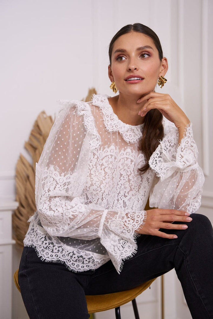 A-bee - Lace Blouse - White