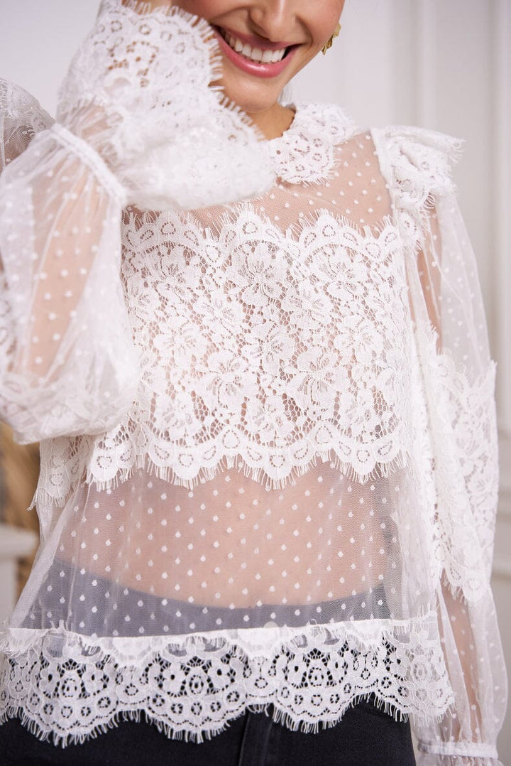 A-bee - Lace Blouse - White